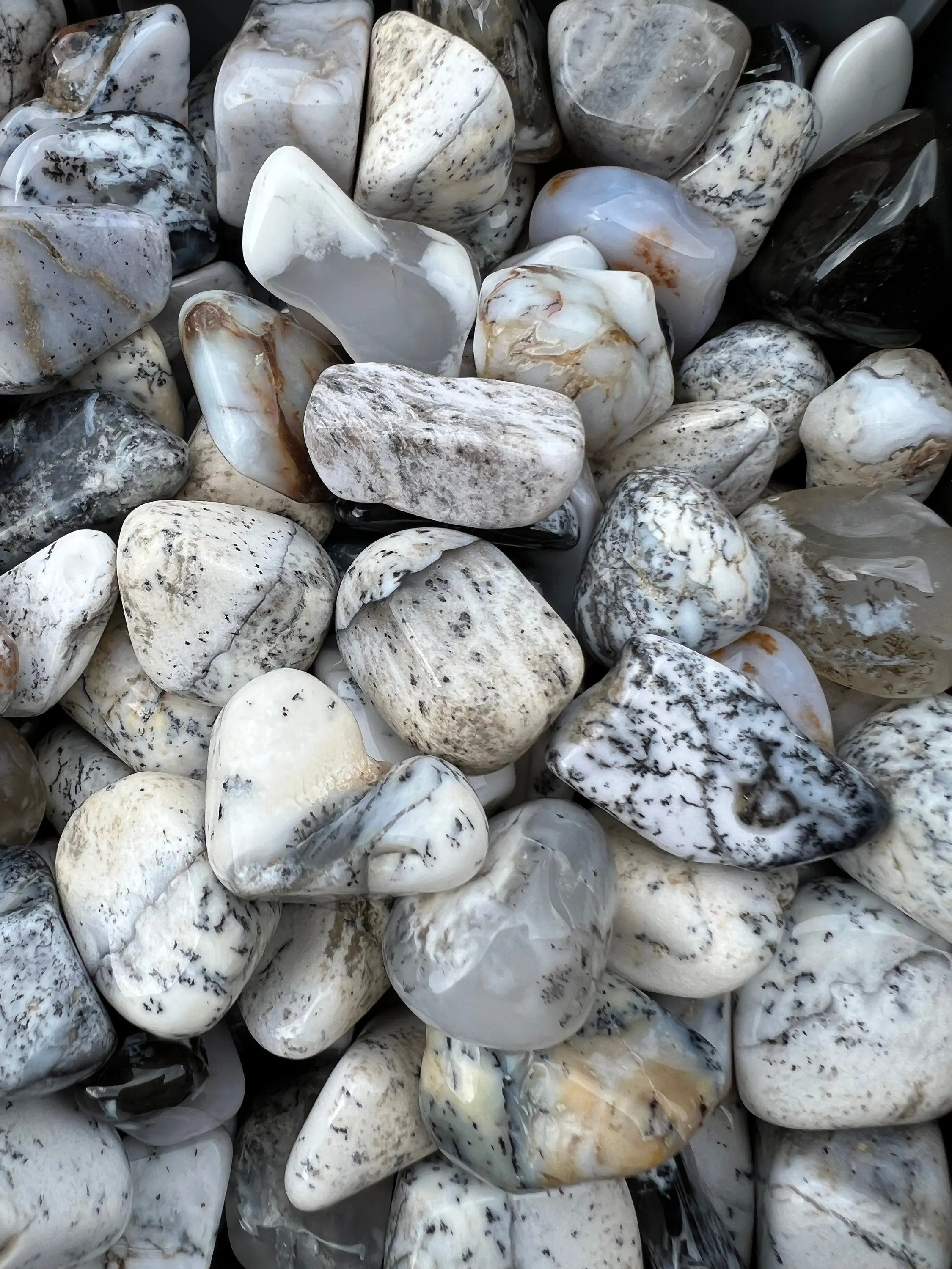 Merlinite Tumbled Stone - Dendritic Opal Stone