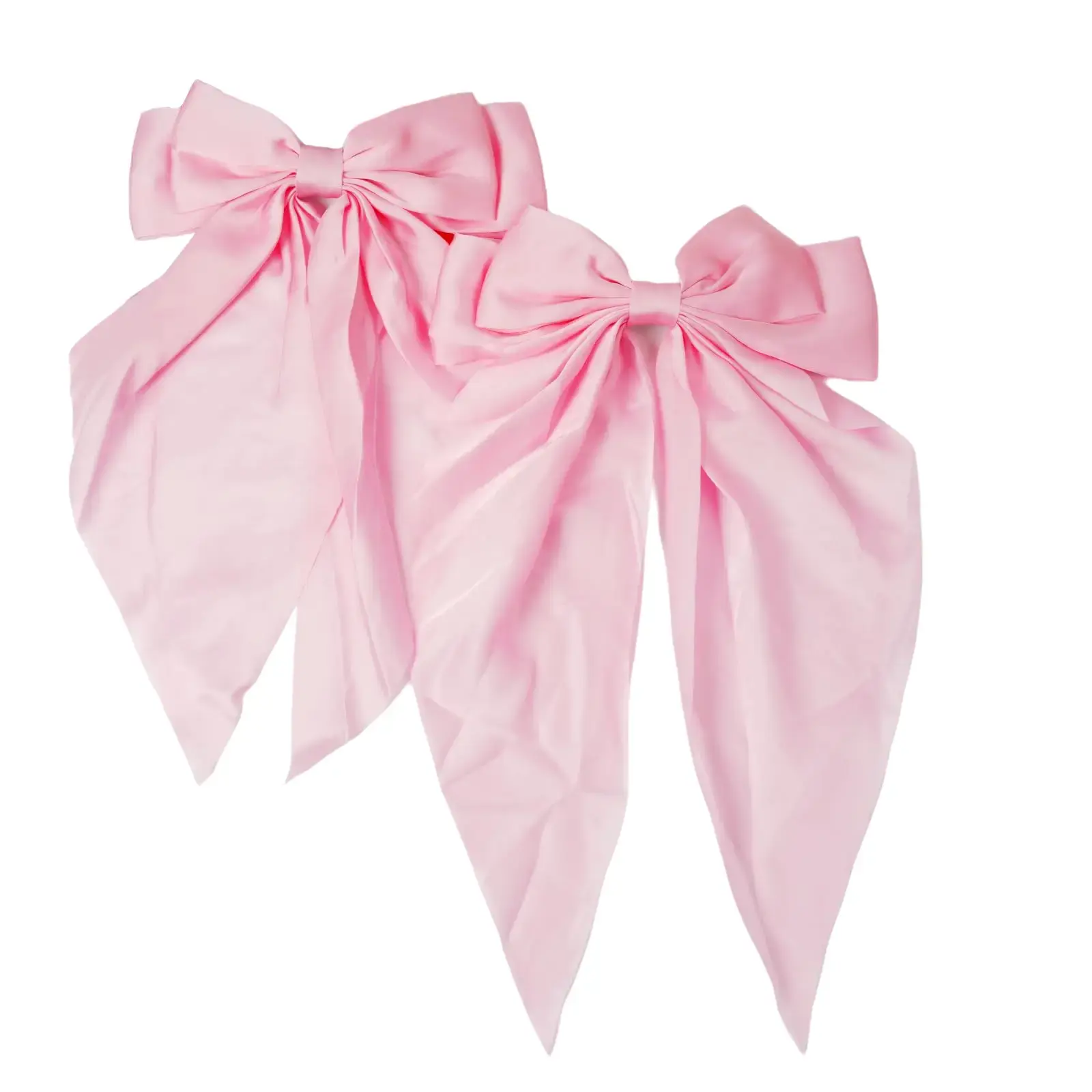Pink Hair Bows for Women, Large White Satin Hair Bows,Long-Tail Clips, Big Hair Bow Girls 2pcs Hair Accessories for Birthday Wedding Prom Party
