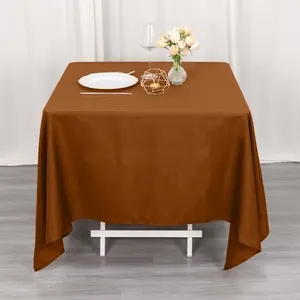 Polyester Square Tablecloth 70"x70" Cinnamon Brown - Wrinkle-Resistant Table Cover