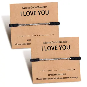 Valentines Day Gifts for Her Him, I Love You Morse Code Bracelet Couple Bracelets for Boyfriend Girlfriend Husband Wife Birthday Anniversary Jewelry Gift