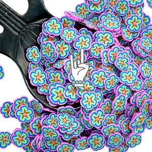 Funky Multicolor Flowers Polymer Clay Pieces