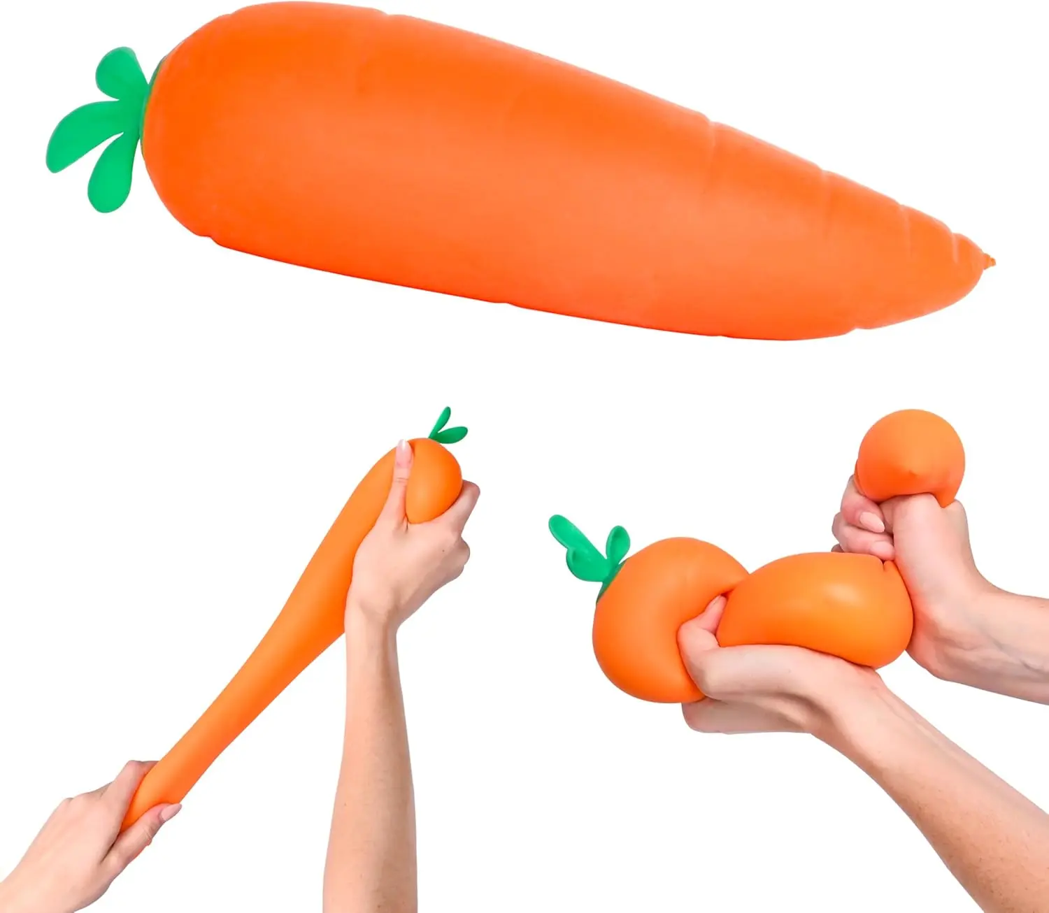 Toymendous Squishy Carrot – Jumbo 11.5 Inch Squishy Vegetable | Giant Stress Relief Toy | Fidget Sensory Food Fun for Kids, Teens & Adults | Thermoplastic Rubber TPR, 11.5 in Length, Orange, Food Theme, Squeeze Stretch Twist, Shape Memory, 0.86 lb