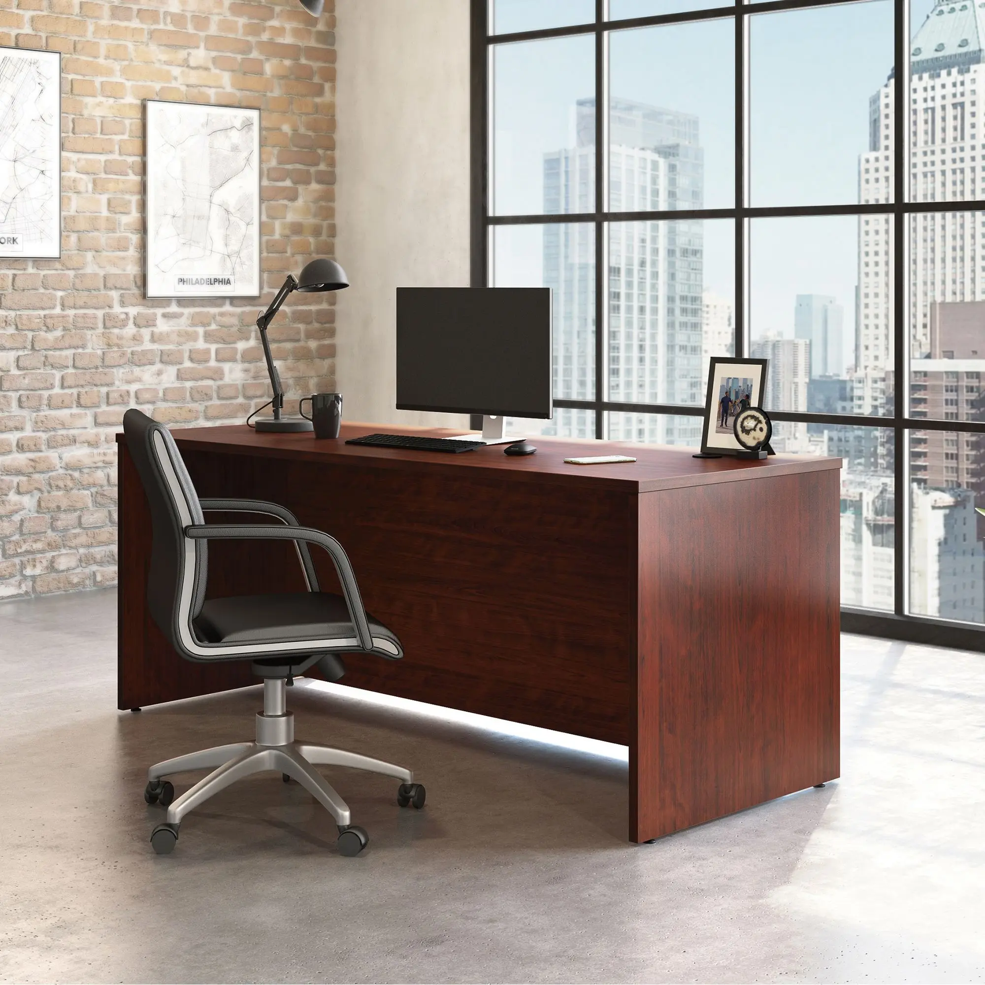 Sauder Affirm Desk 72" x 30" - Executive Office Desk with Melamine Top, Cable Management, and Adjustable Levelers for Home & Professional Use