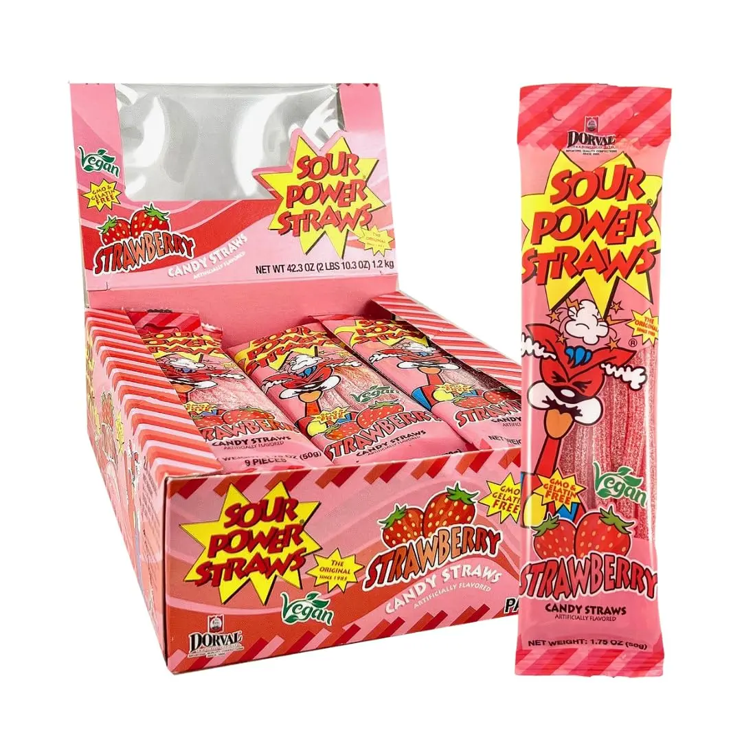 Sour Power Strawberry Straws – Sour Candy Straws (24 Pack) Sour Power Strawberry Straws – Sour Candy Straws (24 Pack)