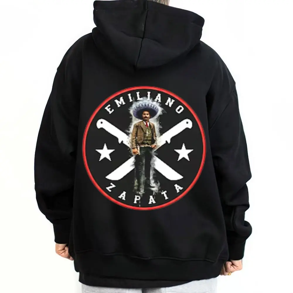 Men's Emiliano Zapata Graphic Oversized Hoodie Sweatshirt - Soft Casual Long Sleeve Loose Menswear, Comfortable Cotton Fabric, Halloween Tops, Chicanos Clothing, Cholo Vibes