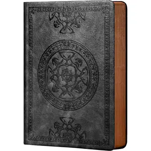 Lined Journal for Men – Soft Cover Leather Writing Notebook, 180° Lay-Flat Vintage Personal Diary, 5.7'' x 8.3'', Black