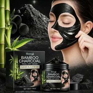 Hoygi Bamboo Charcoal Peel-Off Mask 50g, Deep Cleansing, Hydrating, Moisturizing, Aloe Vera Ingredients, Suitable for All Skin Types, Natural Beauty Cream, Blackhead Remover Mask