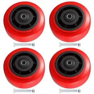 5 Inch Caster Wheel,Polyurethane Caster Set of 4 Load 3200 Lbs,Polyurethane Surface TPE Casters,Dual Ball Bearings,Heavy Duty Casters Replace,for Replace Flatbed Cart & Trolleys Wheels (4 Pack)