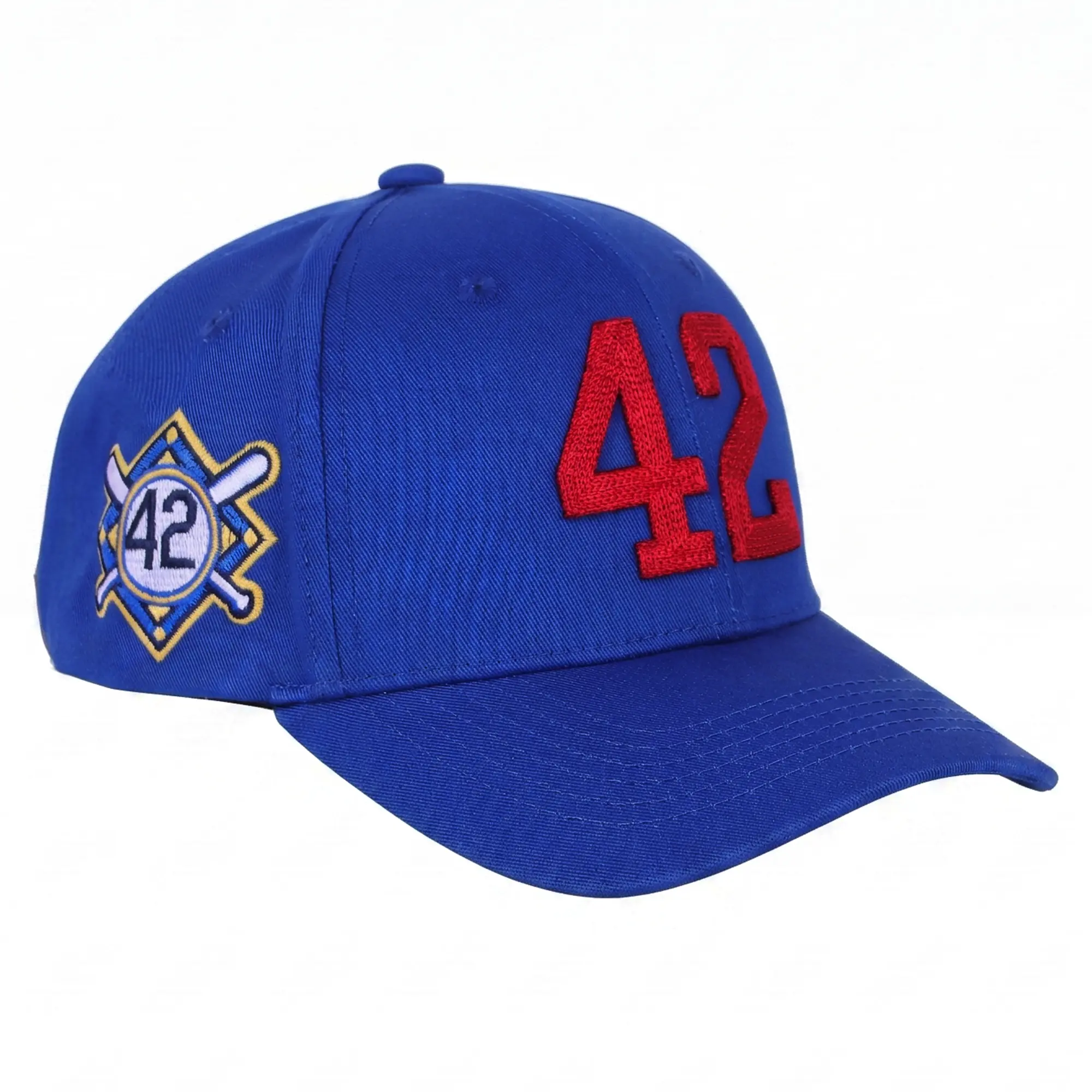 ROBINSON Vintage 42 Letter Embroidered Lightweight Baseball Cap - Unisex Nylon-Polypropylene Mix Flat Brim Fashion Hat, 50th Anniversary Patch, Blue & Black Adjustable Strapback Casual Outdoor Hat