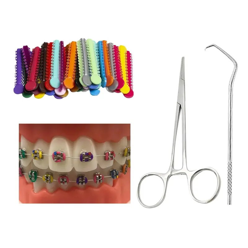 Orthodontic Accessories Tooth Braces Color-Changing Ligature Ties Kit, 1040pcs Dental Ligas for Brackets, Easy DIY Color Change for Orthodontic Brackets