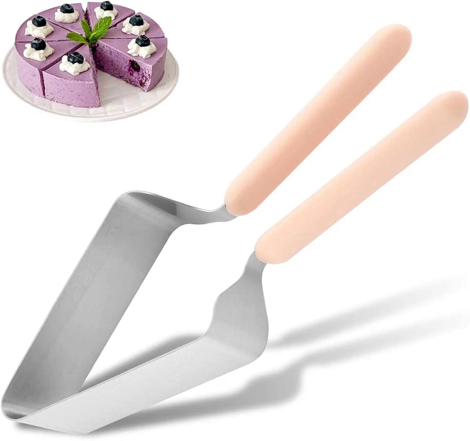 2-in-1 Adjustable Cake Cutter and Server, Stainless Steel Double Handle Cake Slicer Knife for Pie, Birthday & Wedding Cakes