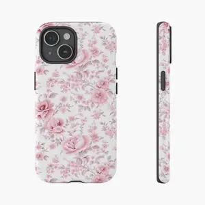 Pink Rose Floral Pattern Phone Case — Compatible with Samsung S26/S25/S24/S23/S22/S21, iPhone 17/16/15/14/13/12/11 phone cases. Drop-Resistant, Non-Slip, and Fade-Resistant.The Perfect Gift for Romantic and Feminine Style Lovers.