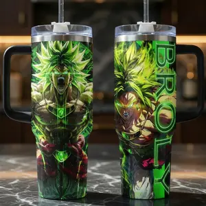 Broly Stainless Steel Insulated Portable Leakproof Water Bottle Tumbler with Straw - 20oz/40oz Legendary Super Saiyan Power Edition for DBZ Fans