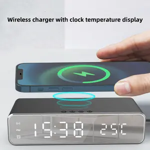 Wireless charger with LED clock temperature charger only supports wireless charging equipment Smartphone Cellphone Electronic wireless  charger alarm clock