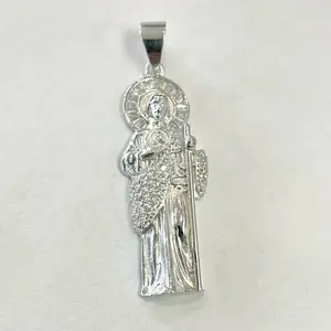 Sterling Silver 925 San Judas Tadeo Pendant Religious Jewelry