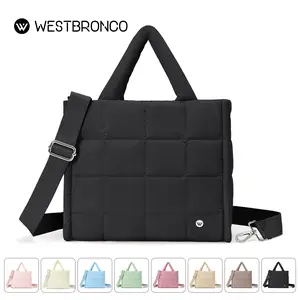 【limited stock】WESTBRONCO Bubble Puffer Tote Bag Medium Capacity Quilted Crossbody Diaper Shoulder Purse Waterproof Travel Essentials Women's Shoulder Handbag Mother's Day Gift Idea Lightweight Tote Bag Puffy Casual Trendy Tote Bag