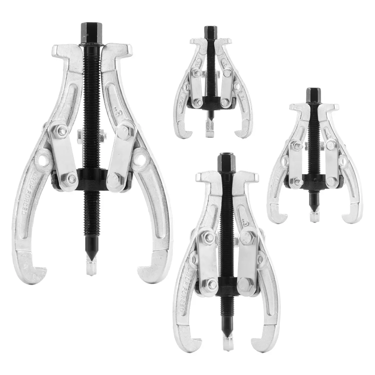 4Pcs 3-Jaw Gear Puller Kit with Adjustable Jaws, 3in/4in/6in/8in Sizes, Automotive Auto Repairs Tool for Bearing Removal, Disassemble Gears