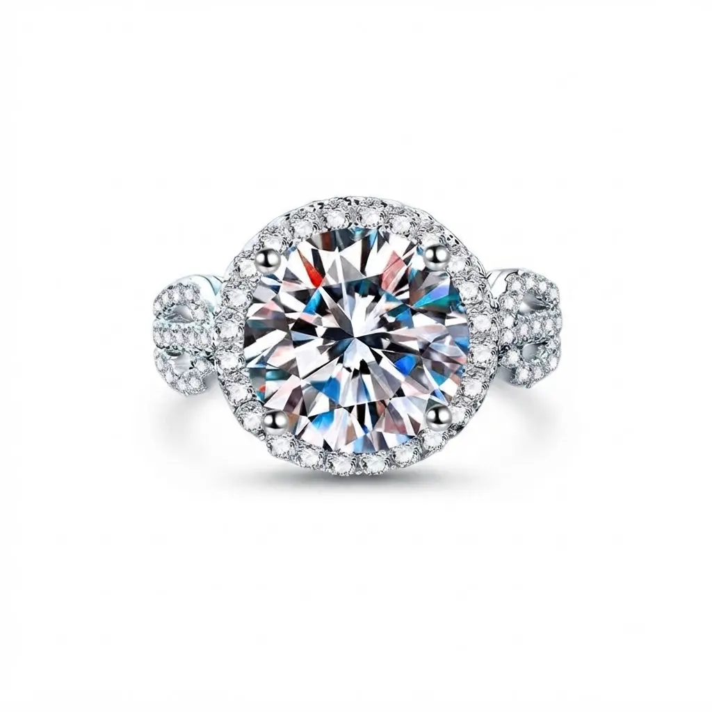 (Wedding Ring 5CT) 925 Sterling Silver Synthetic Moissanite Ring