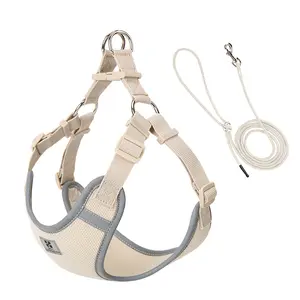 Adjustable Pet Harness & Leash Set, Breathable Mesh Cat Puppy Harness With Leash, Pet Supplies For Outdoor Walking, Universal Harness, Safety Harness Straps, Buckle, Double D-Rings