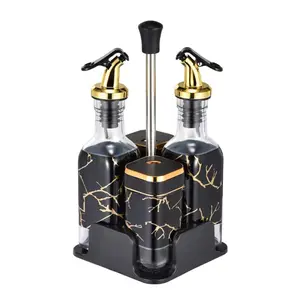 Salt & Vinegar Oil Dispenser Set, 1 Set Stainless Steel Spice Container with Rotating Cap Design, Leak-Proof Oil & Vinegar Dispenser for Home Kitchen, Dining Room & Barbecue, Salt & Pepper Shakers, Salt And Pepper, Kitchen Gadgets, Kitchenware