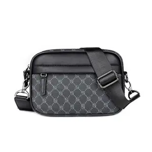 2026 NEW Men's Monogram Pattern Crossbody Shoulder Bag with Side Pocket Multi-Functional Minimalist Small Bag for Commuting & Leisure Ideal Gift for Men