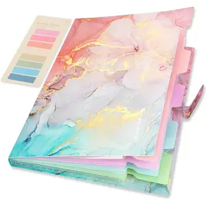 Expanding File Folder, Letter A4 Size Accordion Plastic File Organizer, 5 Pocket Folders for Documents, Aesthetic Folder with Labels, Paper Organizer for School Office