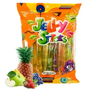 Jelly Straws, Fruit Jelly Filled Strips, Assorted Fruit Jelly Sticks, 15.23oz (432g)