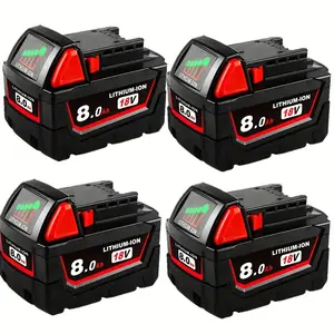 4Pack M18 8000mAh 18V Replacement Battery for milwaukee Replacing batteries with electric tools M-18 Battery Pack Compatible with Milw M-18 8.0Ah Lithium Battery 48-11-1890,48-11-1850, 48-11-1828, 48-11-1820,48-11-1815 Cordless Tools milwaukee battery