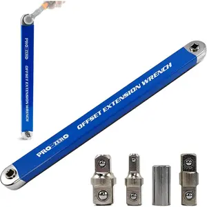 high quality  Impact Ready Offset Extension Wrench, Tight Reach Extension Wrench Set, with 1/2", 1/4" and 3/8" Square Drive Adapters, Universal Extensions Wrench for Small Place