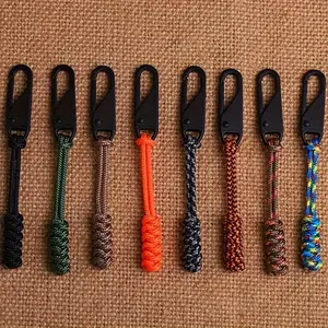 8-Pack 3.9-Inch Replaceable Zipper Heads, Braided Umbrella Cord Zipper Heads, Multi-Color Set, Polyester Core with Metal Slider, Durable Metal Zippers
