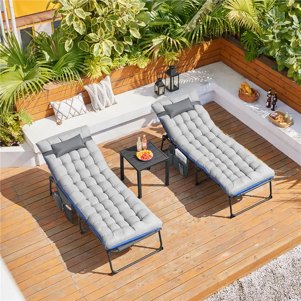 Yaheetech Foldable Tanning Chair - Portable Outdoor Chaise Lounge, Removable Padded Cushion, Face Hole, 5-Position Adjustment for Patio, Beach