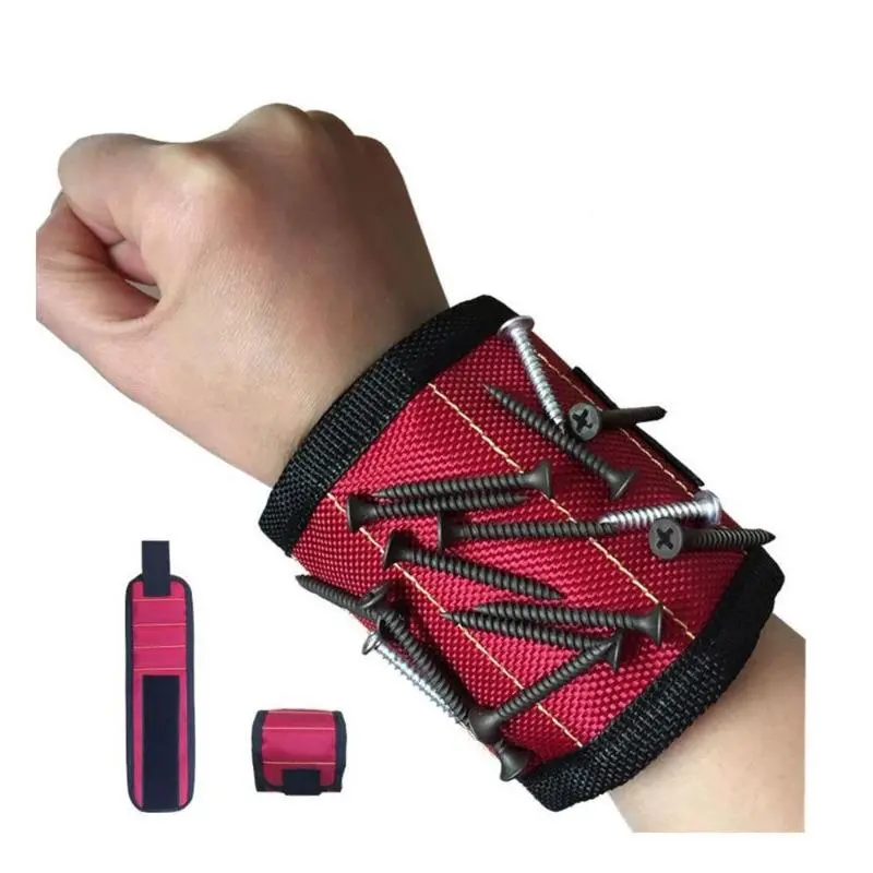 Magnetic Wristband Tool Belt For Holding Screws, Nails, Drill Bits And More，Magnetic picker with suction screws, wristband with 5 rows of suction screws, strong engineering magnetic suction wrist Tool Pouch, Tool Storage, Construction Tool Pouch