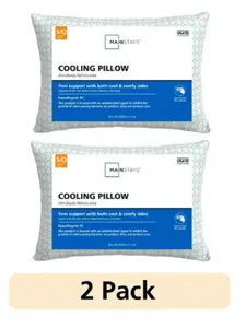 2-Pack Cooling Bed Pillows for Sleeping, Standard Queen Size, Dual-Sided Cool-to-Touch, Moisture-Wicking, Hypoallergenic Polyester Fill, Antimicrobial White Pillows