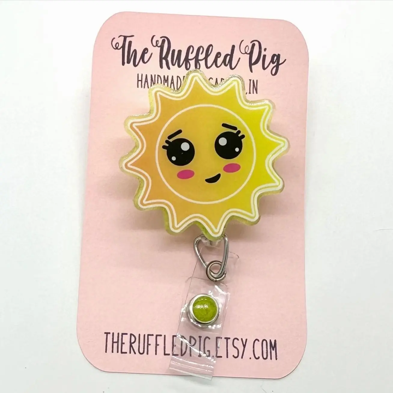 Happy Sun Badge Reel: Lanyard, clip, carabiner, teacher lanyard, cute badge holder for school, preschool teachers, pediatric nurse