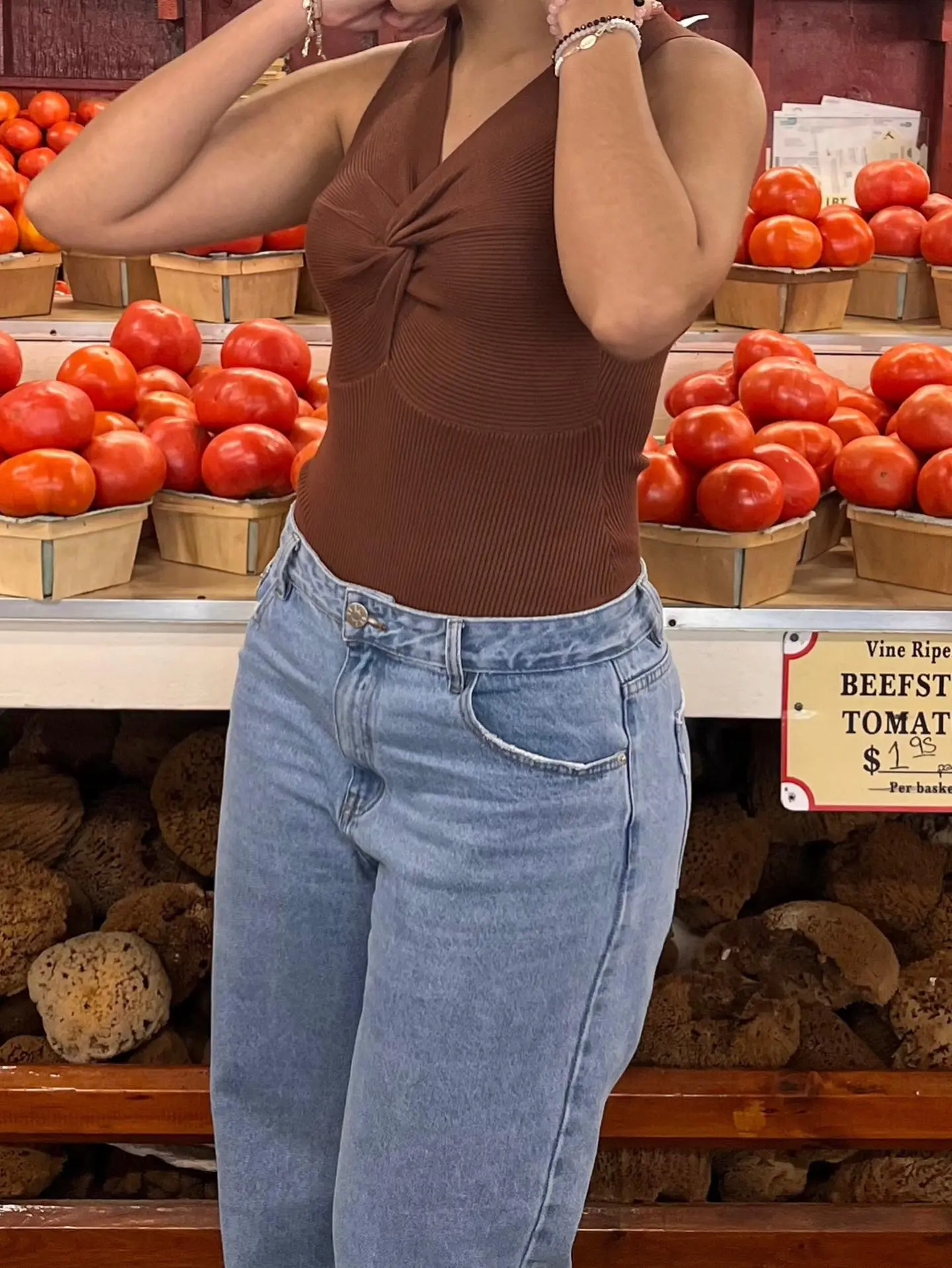 Cinnamon brown knit bodysuit