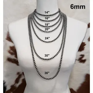 Sterling Silver Navajo Pearls 6mm Necklace