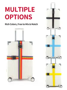 1PC /2PCS/4PCS Minimalist & Stylish Multi-functional Adjustable Travel Luggage Colorful Safety Straps, Vibrant Straight Luggage Bands, Lock-Free Suitcase Ties, Outdoor Suitcase Binding Straps, Easy-to-Use PP Buckle, Convenient for Storage & Carry