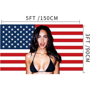 Megan Fox American 3x5Ft Flag Tapestry for Wall Hanging Man Cave CollegeDorm Room Decor Outdoor Banner with 4 Brass Grommets