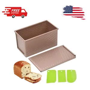 Pullman Loaf Pan with Lid, 1Pound Dough Capacity Rectangular Bread Pan 9x4inch