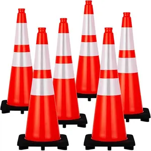 28" Inch Orange PVC Traffic Cones, Heavy Black Base, Parking Lot Cone Structurally Stable Weatherproof Road Construction Safety Cones,for Home Traffic Parking