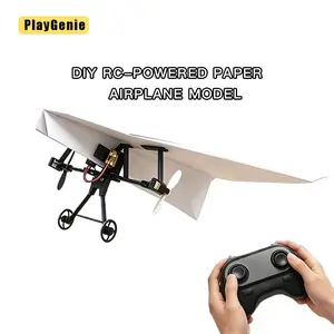 Play Genie Power-Up RC Paper Airplane Kit with Gyro Stabilizer – DIY Electric Remote Control Plane with Dual Propellers, Lightweight Foldable Flying STEM Toy for Kids & Adults, Perfect Birthday Gift