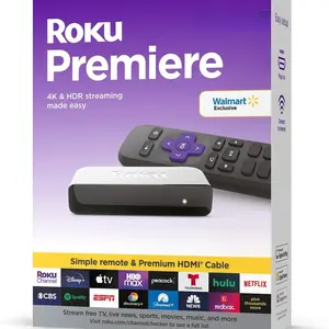 Roku Premiere | 4K/HDR Streaming Media Player Wi-Fi Enabled with Premium High Speed HDMI Cable and Standard Remote