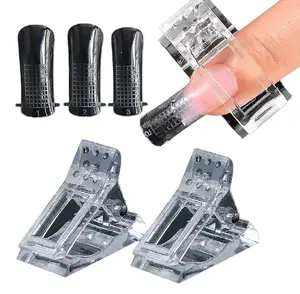 10-Pack Nail Tips Clip Set – Transparent Plastic Finger Extension Builder Clamps for Poly Gel Nail Art TIKA