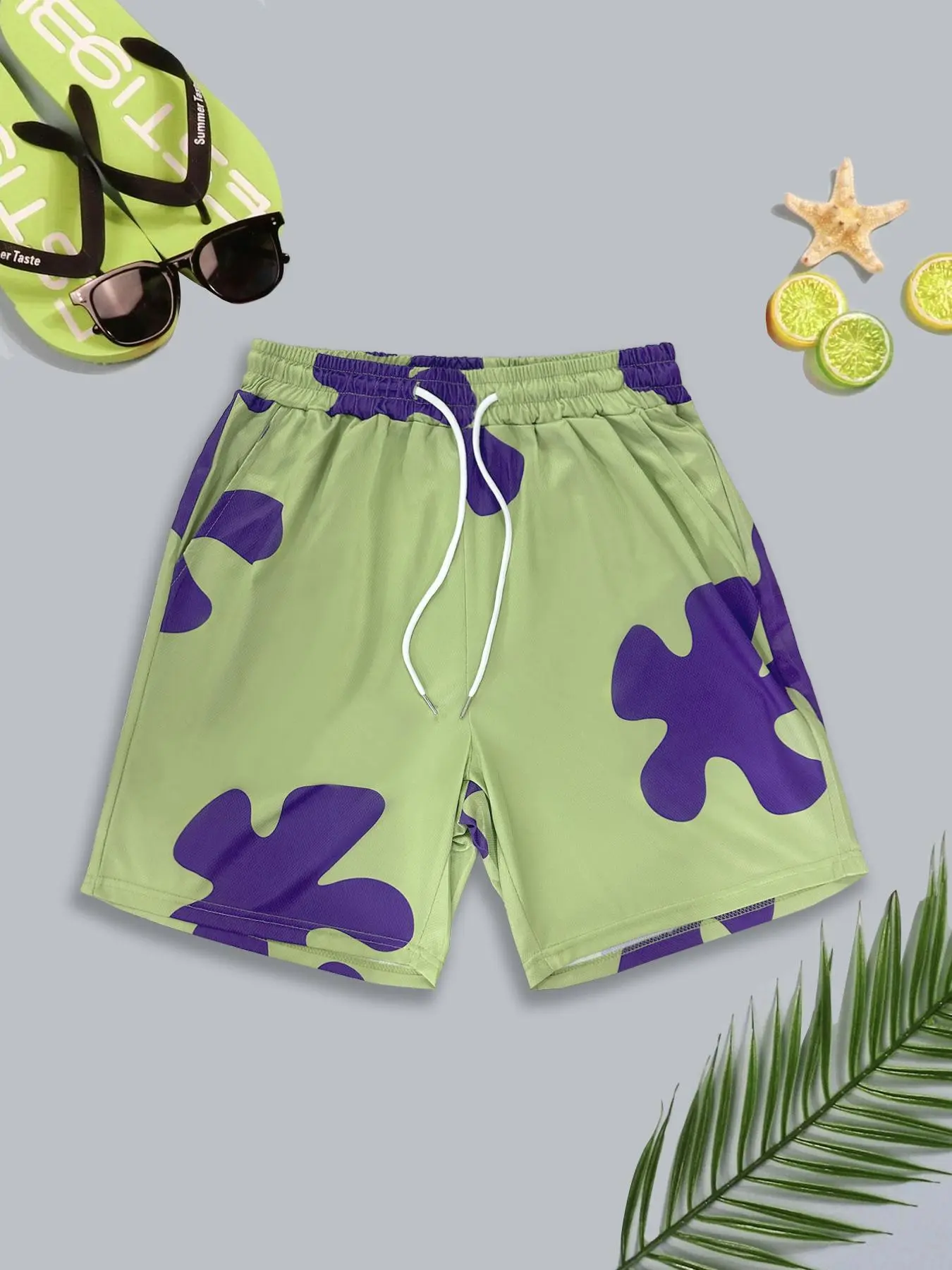 Men's Graphic Print Swim Shorts, Casual Comfy Breathable Printed Trunks for Summer, Men's Swimwear for Beach Holiday Vacation, Board Shorts, Swim Bottoms