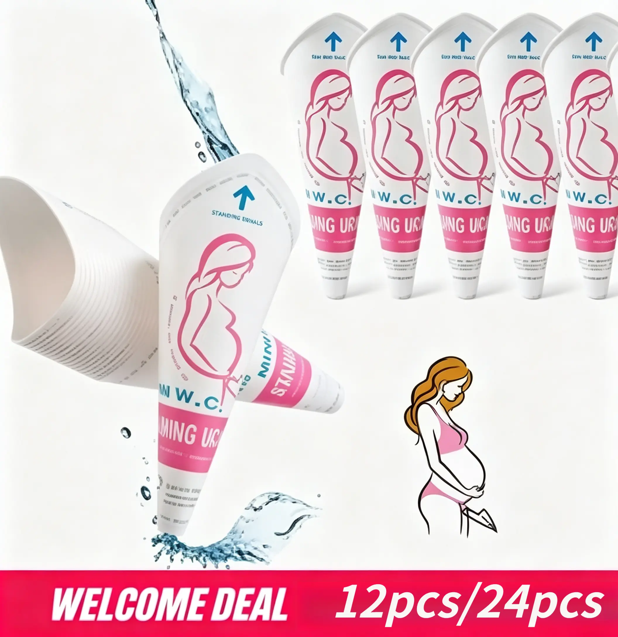 Portable Female Urinal for Pregnancy & Postpartum, Disposable Travel Toilet Solution, Leakproof Emergency Urination Funnel