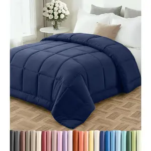 King Size, Navy Blue Alternative Down Comforter - Warm, Lightweight, Luxury and Breathable Hotel Quality Bedding Set - All Season Fluffy and Cozy Oversized Cooling Microfiber Duvet Insert Comforter