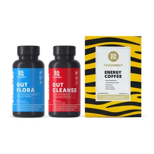TIGERMEET Daily Reset 3-Step Edible Healthcare Bundle - Dietary Energy Coffee Supplement, Gut Flora Support Formula, Gut Cleanse Formula