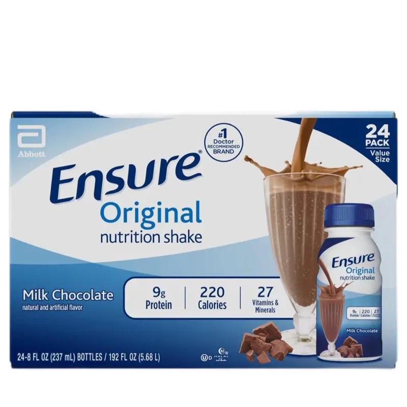 Ensure Original High Protein Meal Replacement Shake - Milk Chocolate Flavor, 8 fl oz Protein Beverage, 24 Count, Meal Replacement Shakes