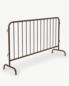 Garvee 5.5FT Interlocking Steel Barricade with Heavy Duty Metal Construction and Removable Bridge Feet, Powder-Coated Rust-Resistant Barrier for Crowd Control, Events, Construction Sites, Festivals, and Pedestrian Safety in Brown