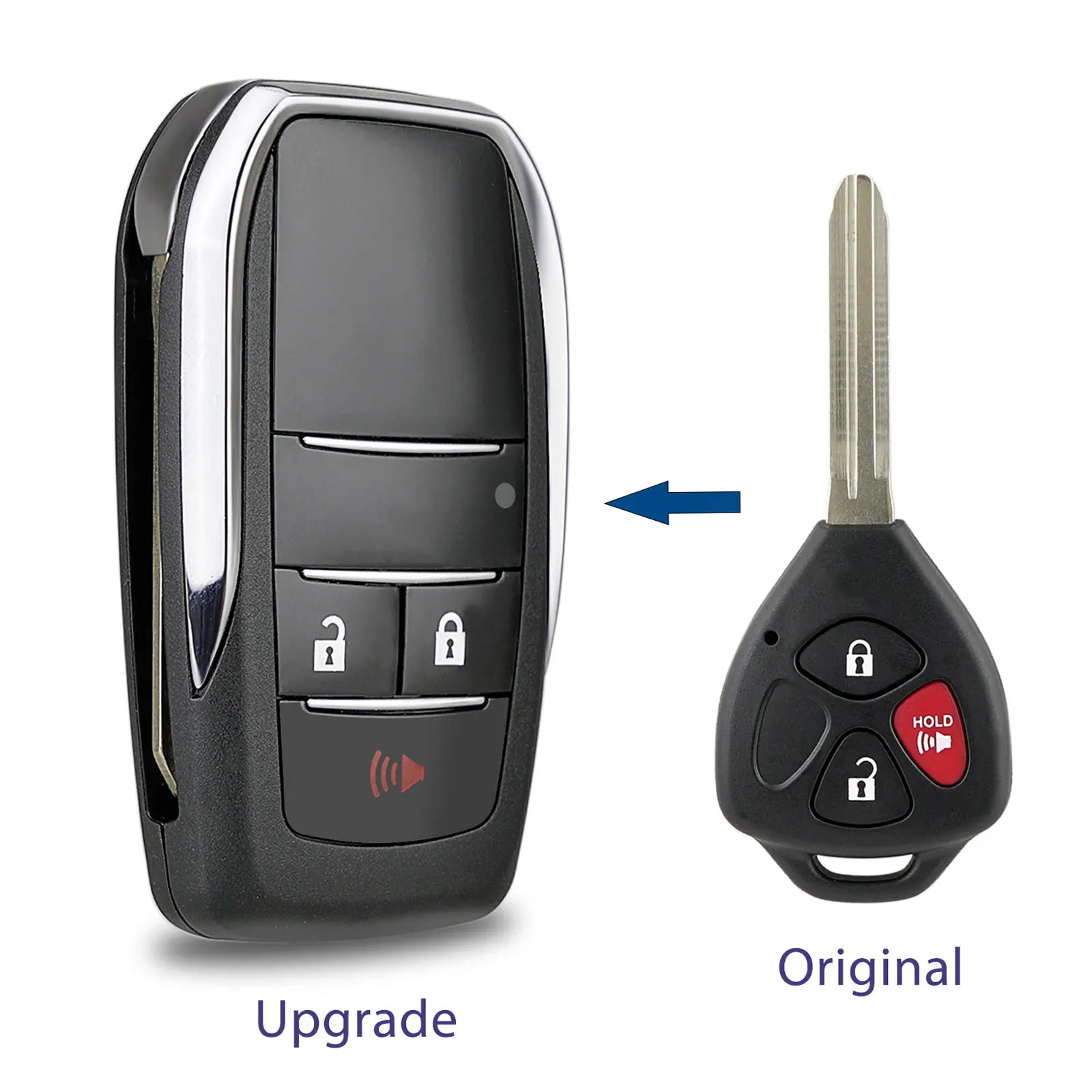 Upgrade 3-Button Flip Remote Key Fob Shell Case, Car Key Holder for 2006-2011 Toyota Rav4, Yaris & Scion xD, Key Fob Protector, Accessories For Car